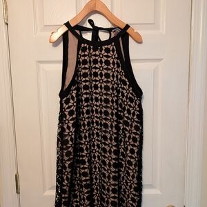 Black and Beige Lace Dress Trapeze
